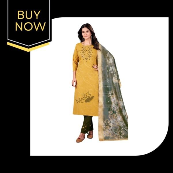 Elegant Long Style Shirt Set with Lycra Palazzo & Heavy Printed Dupatta