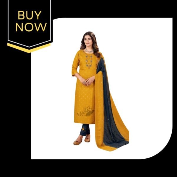 Elegant Long Style Shirt Set with Lycra Palazzo & Heavy Printed Dupatta