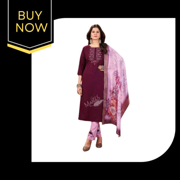 Elegant Long Style Shirt Set with Lycra Palazzo & Heavy Printed Dupatta