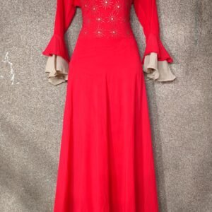 One Piece Gown โ Red Jorjet with Slokey Work | Free Size |